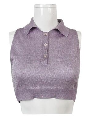 Prada Metallic Purple Polo crop top 2021 size small
